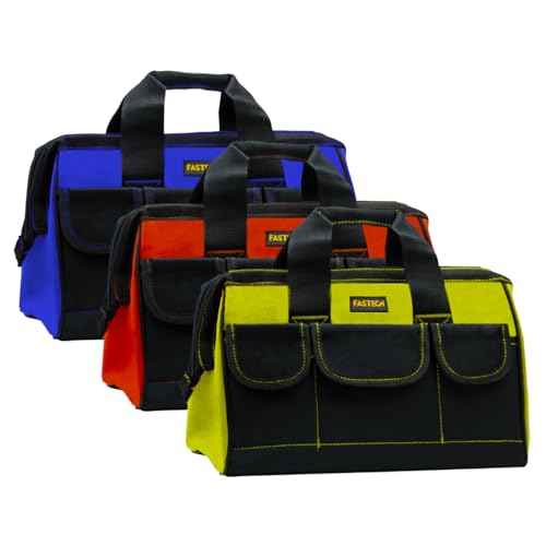 FASTECH Small Tool Bag, 14INCH Waterproof Bag With Soft Padded Handle and Shoulder Strap 18Pockets Portable Empty Tool Organizer Storage For Man/Woman