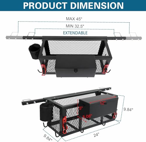 Outprize Tractor Basket Heavy-Duty Tool Tray for ROPS 32.5-45" Fits Kubota