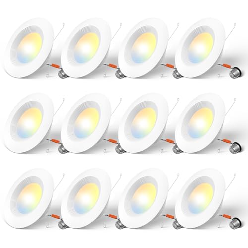 Amico 6 Inch White Recessed LED Can Lights 12 Pack - Retrofit Ceiling Lighting