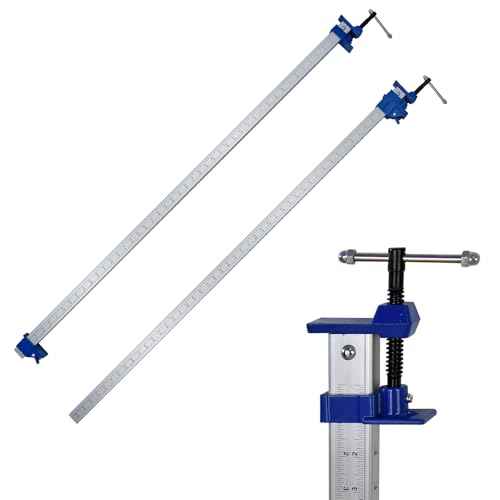 FEIRONG 48 Inch Heavy Duty Bar Clamps (2 Pack) - Dual-Scale Ruler (Inch & CM), 330LB Capacity, 90¡Æ Angled Jaws for Cabinet Making, Door Assembly, Professional Woodworking (Blue)