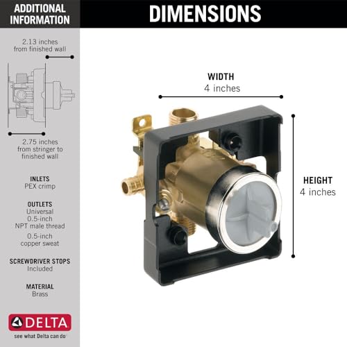 DELTA R1-PX Universal Valve Body Pex Black Without Screwdriver Stops