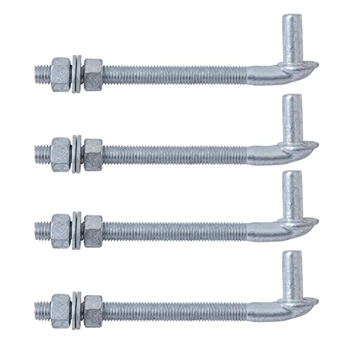 VIVIDA 8-Inch Heavy Duty J-Bolt Gate Hinges Pack of 4 - Galvanized Fence Hardware