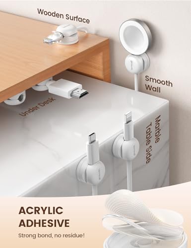 Lamicall Snow White 6-Pack Rotatable Cord Organizer with Spring Lock