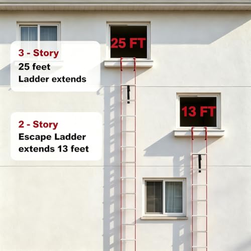 Hausse 13ft Retractable Fire Escape Ladder for Second-Story Emergency Escape