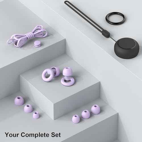 Earplugs for Sleeping,Noise Reduction Soft Silicone Ear plugs with 7 Pairs Ear tips&One Connection Cord,Hearing Protection Reusable Earplugs for Sleeping,Concert,Work&Sound Reduction 25dB-30db