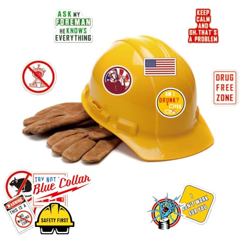 Hard Hat Stickers for Adults, Funny Sticker Pack for Adults, Waterproof Hard Hat Accessories Hardhat Sticker for Toolbox Helmet, Blue Collar Stickers for Men, Construction, Electrician, Welder