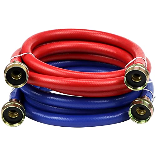 Fetechmate 6ft Rubber Washing Machine Hoses - Burst-Proof, 3/4-Inch NPT, Includes 2 Pack (6FT-Straight)