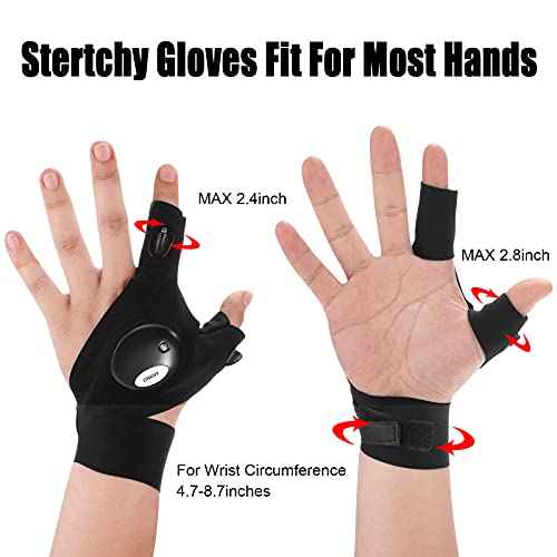 LED Flashlight Gloves Stocking Stuffers for Men Adults Gifts for Men Dad Birthday Gadgets Gifts Valentines Christmas for Him Boyfriend Husband Fishing Camping Repairing Tools