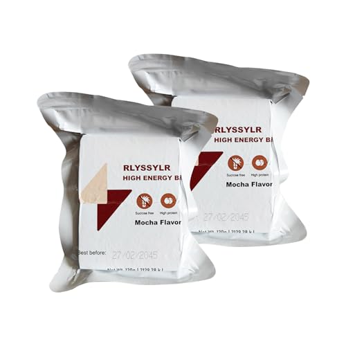 RLYSSYLR 2 Pack Emergency Food Ration Bars 8-Day Long Shelf Life, Sugar-Free Mocha Flavor