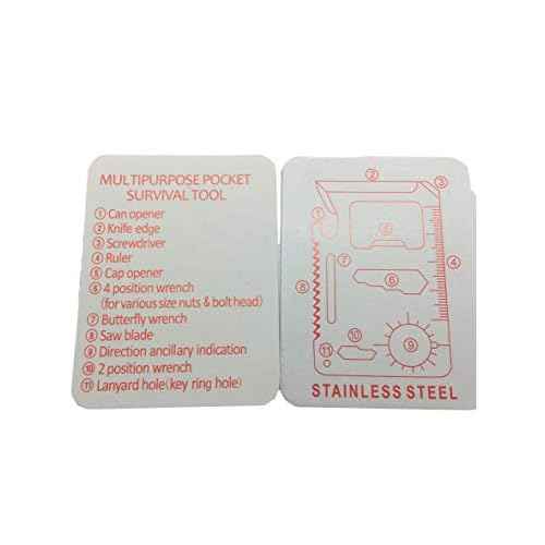 Ninja Outdoorsman 11 in 1 Stainless Steel Credit Card Pocket Sized Survival Multi-Functional Gadget Tool - Great Gift or Stocking Stuffer for Camping, Hiking or Emergency (Single, Silver)