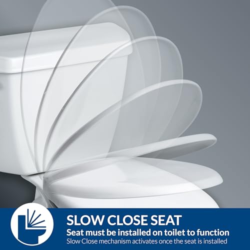 Bemis Elongated Slow Close Toilet Seat with Easy Clean Hinges - White