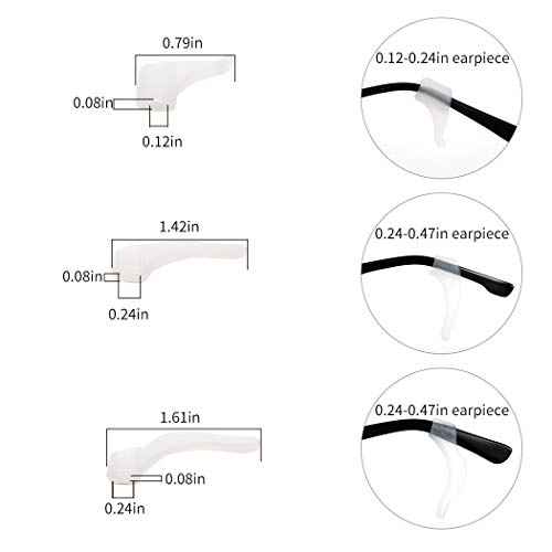 Eyeglasses Silicone Ear Hooks Retainers, Anti-Slip Holder Stoppers, Temple Tips Sleeve Retainer, Spectacle Stay for Eyeglasses, Sunglasses, Reading Glasses (White)