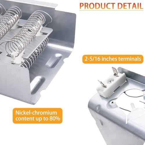 Dryer Heating Element Kit Replace for Whirlpool WED7300DW1 WED7300DW0 WED7000DW1 WED6200SW0 WED7000DW2 WED7000DW0 WED5600SQ0 WED6200SW1 WED5320SQ0 WED5321SQ0 WED5500SQ0 WED5510VQ0