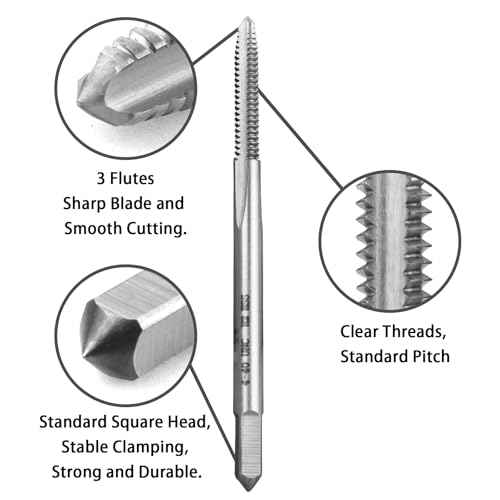 2pcs No 4-40 UNC Thread Tap Right Hand, HSS 4 x 40 UNC Straight Fluted Machine Tap