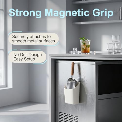 Self-Adhesive Ice Scoop Holder with Drain Holes for Ice Makers & Freezers