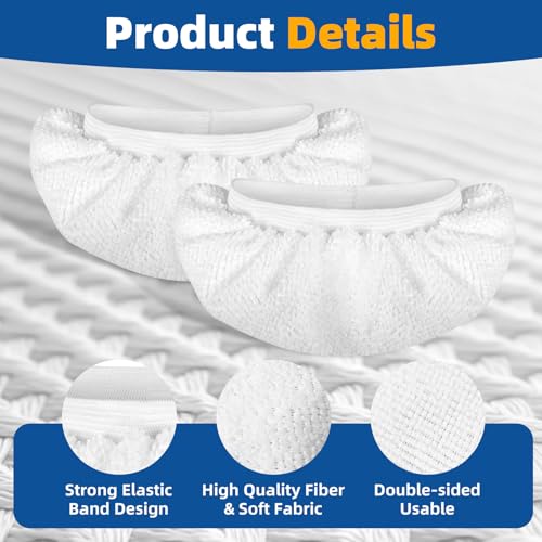 LOVECO 8 Pack Microfiber Steamer Cloth Covers for Steam Mop & Cleaner - Regular White