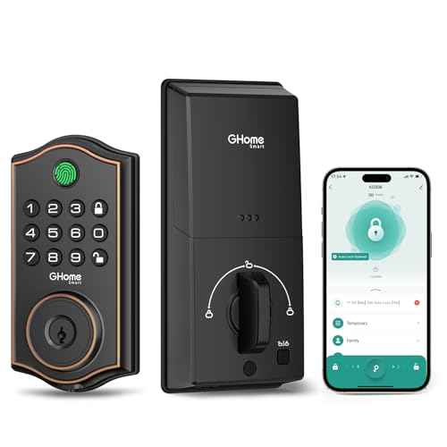 GHome Smart Deadbolt Lock for Front Door,Fingerprint Keyless Keypad Code Entry Door Lock App Control for Home Rental House Apartment Hotel Office Garage