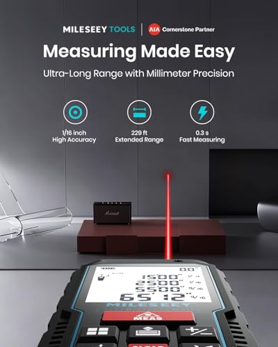 MILESEEY Laser Measure with Angle Sensor D5-229FT - 70M Distance & Auto-Leveling Tool