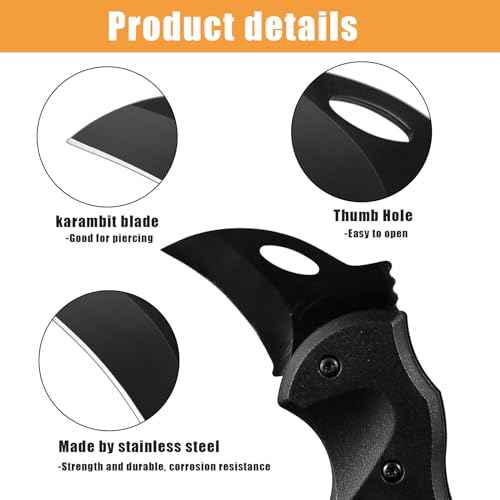 Small Folding Pocket Knife for Men, EDC Knife with Carabiner Design and Stainless Steel Blade, Mini Knives Gadgets Box Cutter for Everyday Carry, Gift for Men (1)