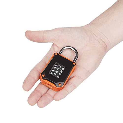 FortLocks 4-Digit Combination Padlock - Black/Orange Indoor & Outdoor Security Lock - 1 Pack