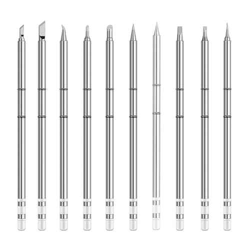 T12 Soldering Iron Tips,10Type Solder Tips T12-C4 BC2 BL K KU D24 D4 JS02 I ILS Replacement Tip for FX-951 FX-950 FM-203 Rework Station