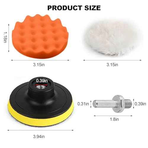 17 Pcs Polishing Pads Kit, 3 Inch Sponge Buffing Pads, Buffer for Car Detailing, Polishing Wheel for Drill, Car Buffer Polisher Kit Drill Buffing Kit for Polishing, Waxing, Sealing Glaze