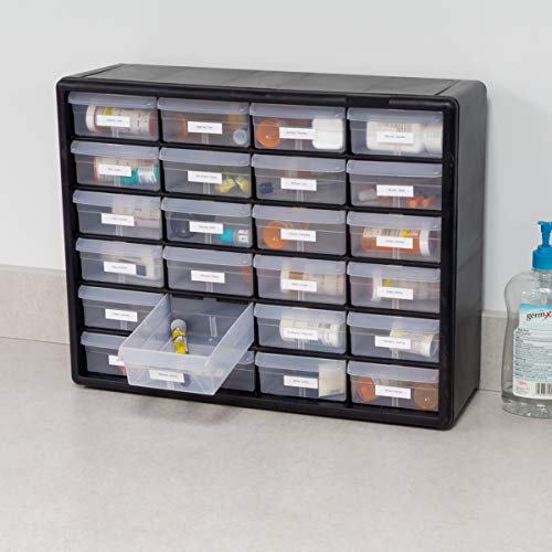 Akro-Mils 24 + 64 Drawer Plastic Cabinet Set, 20 x 6 x 16 in, Black (10724 + 10164) - Versatile Parts Storage