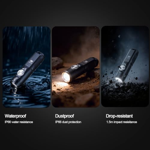RovyVon G4-Grey Mini Keychain Flashlight 650 Lumens, USB-C Rechargeable