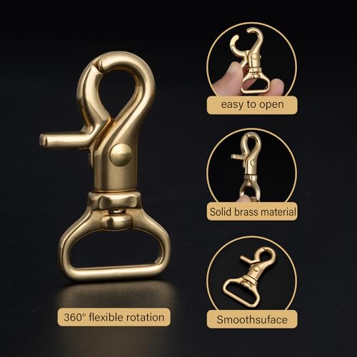 WUTA 5PCS Solid Brass Lobster Clasps Trigger Snap Hooks 35x8mm for Bags & Crafting