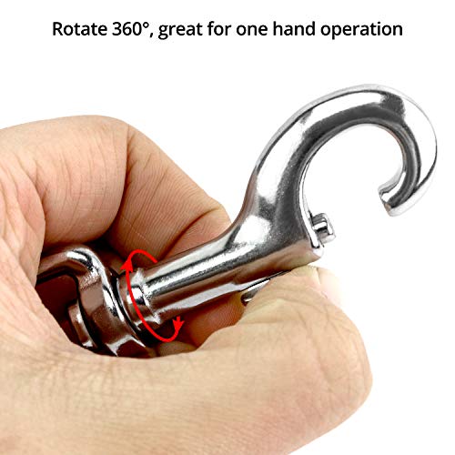 QWORK Stainless Steel Trigger Clips with Swivel Joints 90mm Silver 2 Pack