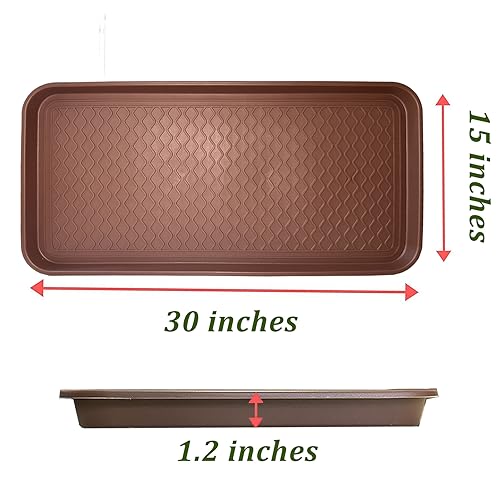 FDGARDEN Brown 2-Pack Large Multifunctional Boot Tray 30 x 15 in — Indoor/Outdoor