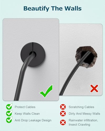 Gunovy 6 Pack Black Wall Grommets for Starlink Ethernet Cables - Waterproof 19mm Hole
