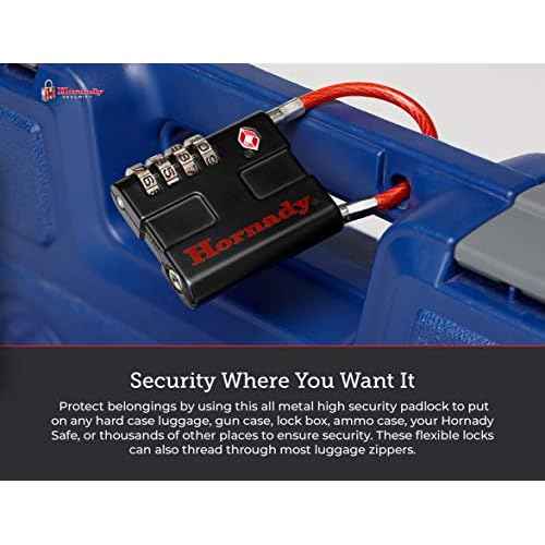 Hornady TSA Approved Cable PadLocks 2pk, 96022 - All Metal 4 Digit Combination Locks with a Flexible Wire Shackle, Inspection Indicator, & Easy to Read Dials -TSA Locks for Luggage, Backpack, Gun Case