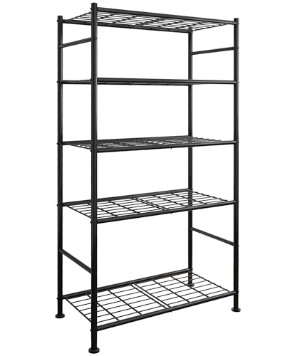 Black 5-Tier Heavy Duty Metal Garage Shelving Unit - 33x12.6x72 inches