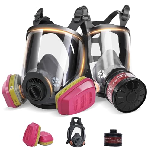 Gas Masks Survival Nuclear and Chemical - Gas Mask with 40mm Activated Carbon Filter & 60926 Filter - Full Face Respirator Mask for Gases Chemicals Vapors Paint Welding Dust