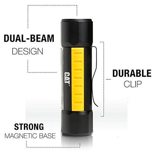 Cat CT3410 Dual Beam Aluminum Tactical Light ? Double-Duty 275 Lumen Top Beam, 200 Lumen Flood Panel Light, Black/Yellow