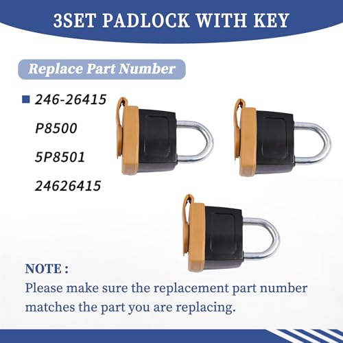 246-2641 3set Padlock with Key Compatible with Caterpillar CAT Fuel Cap 7X7700 1428828 20103300 2849039 Replace 5P8501 5P8500 2462641 (3)