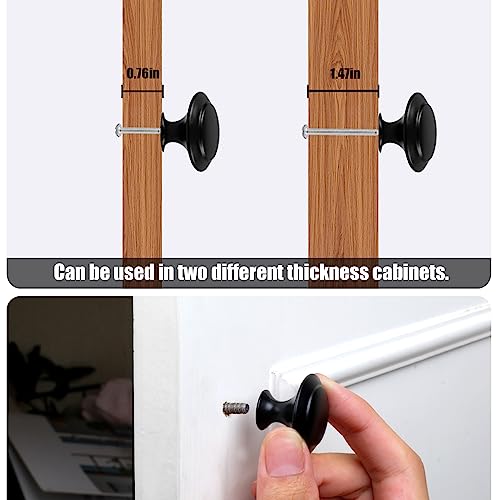 Romeda Round Black Drawer Knobs 30mm - Set of 18 for Cabinets & Dressers