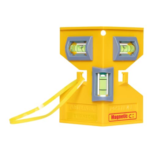 Swanson Yellow 8" Magnetic Post Level with Elastic Strap (PL001M) – Two-Axis Plumb