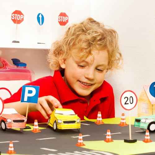 NUOBESTY 50Pcs Mini Traffic Cones, 0.98in Mini Traffic Cones Signs Miniature Sports Training Roadblock Toy Small Street Signs Models for Construction, Kids Pretend Play, Barricades, Traffic Scene