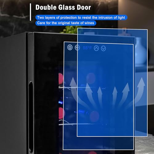 Iceblue 6-Bottle Wine Cooler Refrigerator with Glass Door & Digital Temp Control