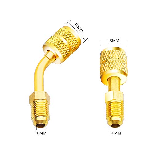 Zoizocp R410A Adapter 4 Pack - 5/16" SAE Female to 1/4" SAE Male Flare, Includes 2 Straight & 2 45° Angled