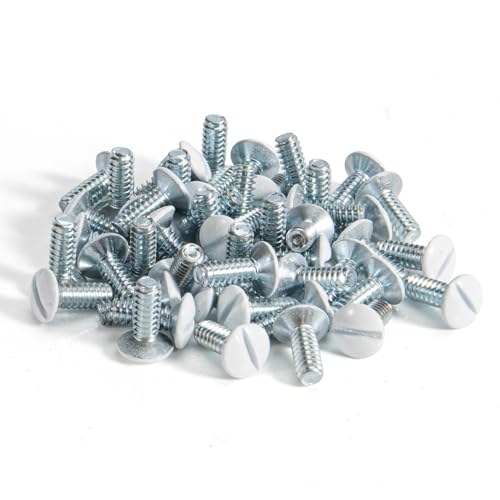 Henne Bery 3/8 Inch Long 6-32 Thread White Wall Plate Screws 50 Pack