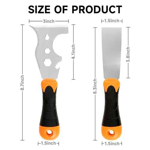 WEGAZ-2 Pack, 12-In-1 Paint Scraper Tool£¬Multi-Use Painters Tool, 1.5 Inch Stainless Steel Putty Knife Scraper£¬Paint Scraper for Painting & Wood£¬Razor Blade Scraper