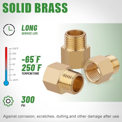 5PCS Brass Pipe Fittings Adapter 1/2" NPT Male x 1/2" NPT Female Reducer Set