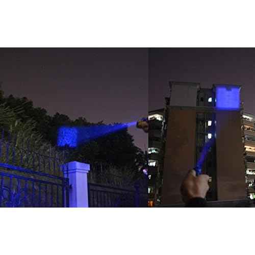 Scalable Blue LED Flashlight, 3 Modes, Long Range Blue Beam, Night Fishing & Outdoor Activities - Black