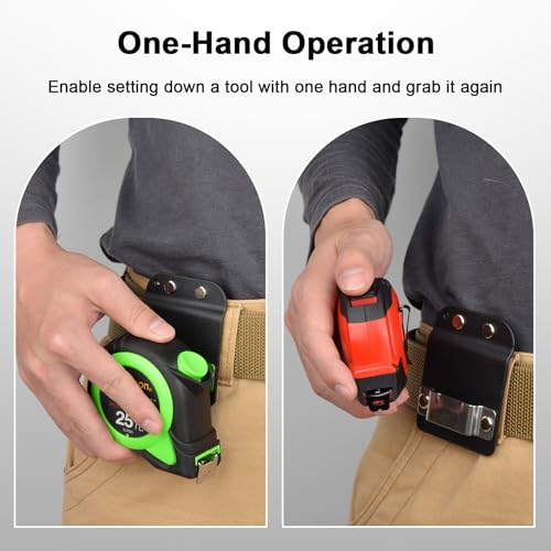 Tape Measure Holder for Belt, Tape Measure Belt Clip, Measuring Tapes Holder Fits Up to 2" Tool Belts, Quickly Grab or Hang