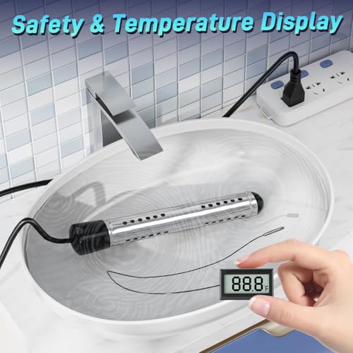 2000W Portable Electric Water Heater with LCD Thermometer for Home & Camping
