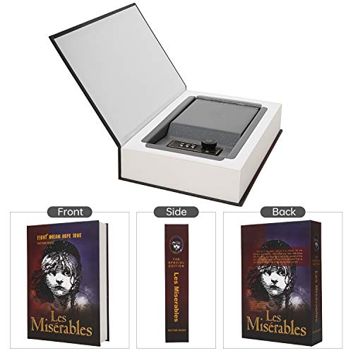 PACOLO Les Miserables-Combination Paper Transfer Book Safe with Hidden Compartment, Lock, 8.7x6x2 inches