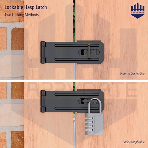 HAPPYGATE Black Swivel Staple Safety Hasp Lock with Twist Knob - 1pc